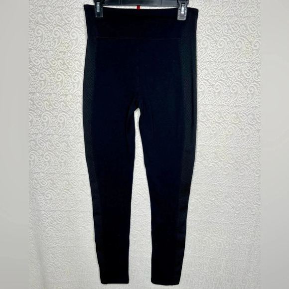 Spanx Women's High Waist Activewear Leggings Black Size L Mesh Side Panels - Picture 3 of 16